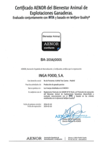 Certificado AENOR del Bienestar Animal de Explotaciones Ganaderas Certificado AENOR del Bienestar Animal de Explotaciones Ganaderas